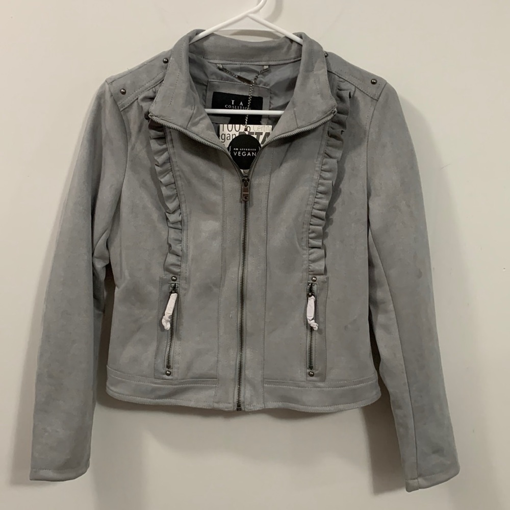 LA Coalition Faux Suede jacket New with Tags, light lavender/gray. Gorgeous!
